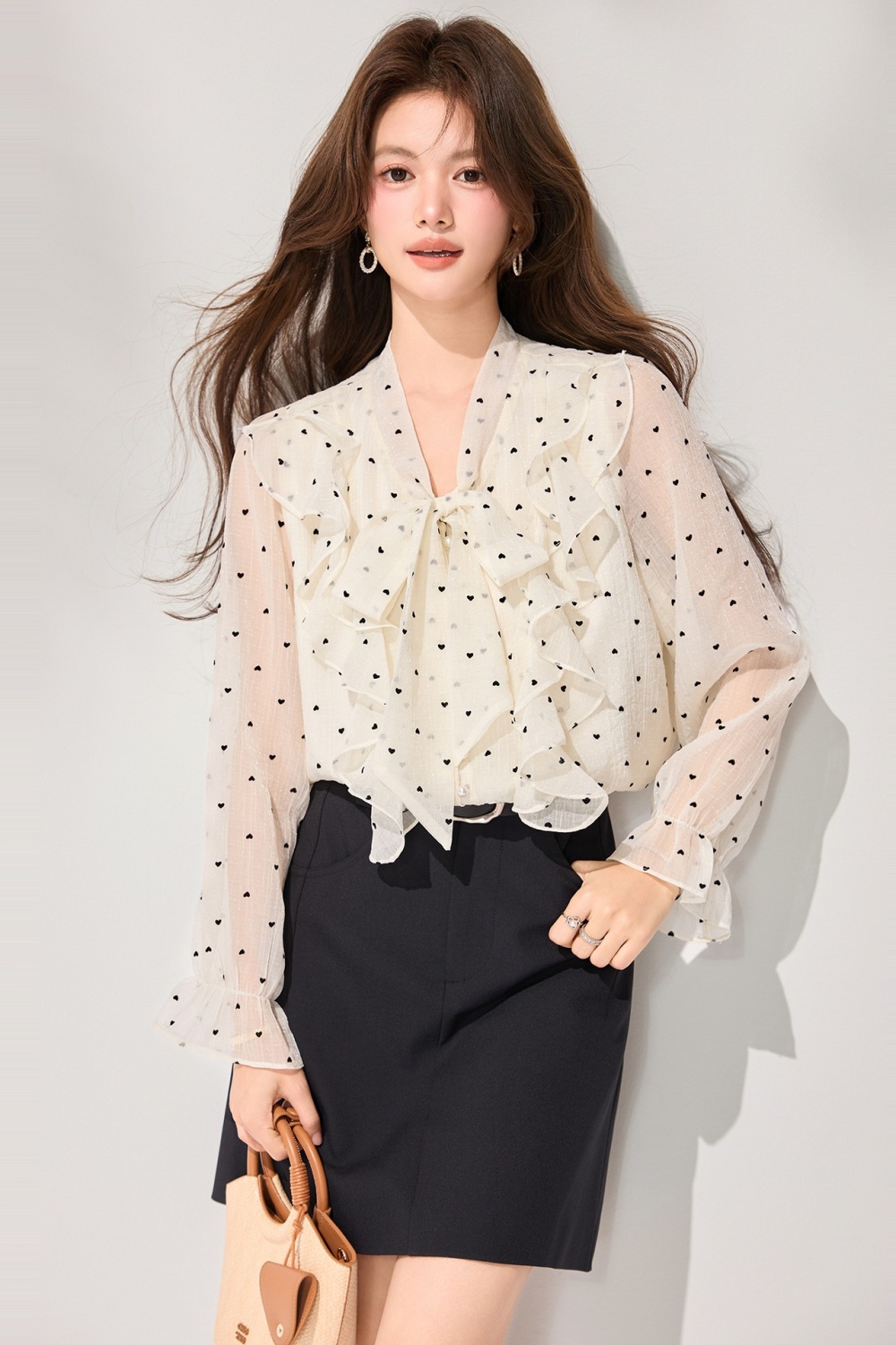 Lotus leaf edges tops shirt for women
