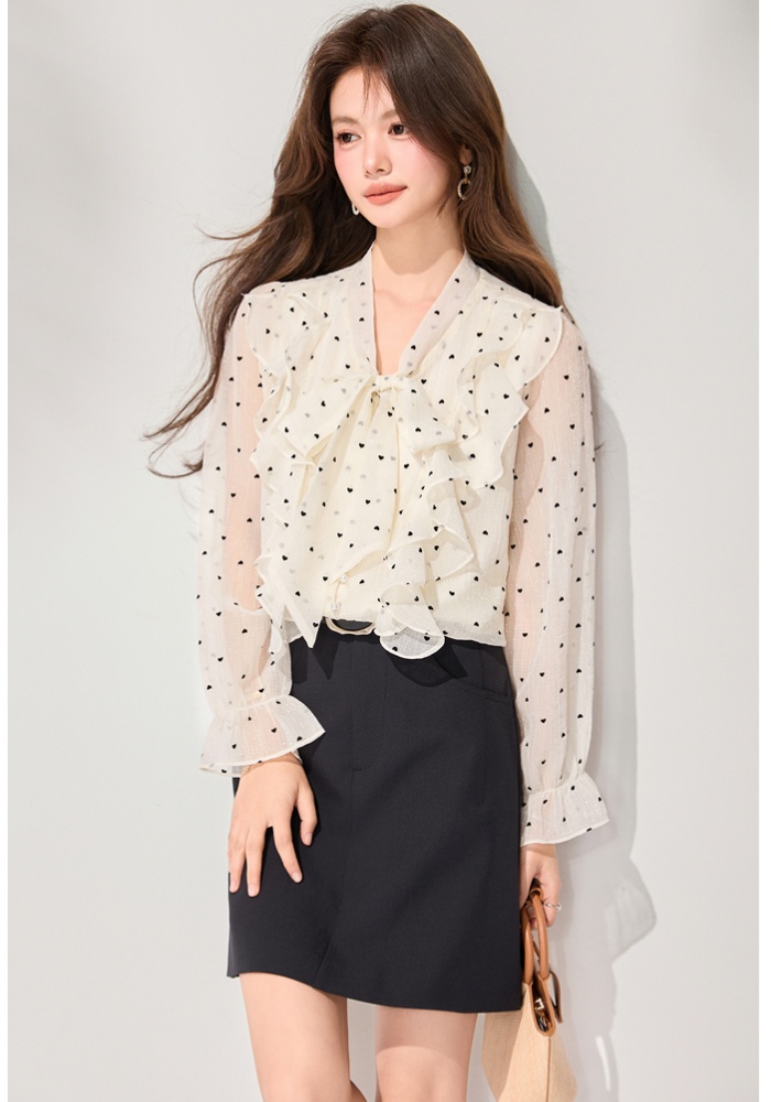 Lotus leaf edges tops shirt for women