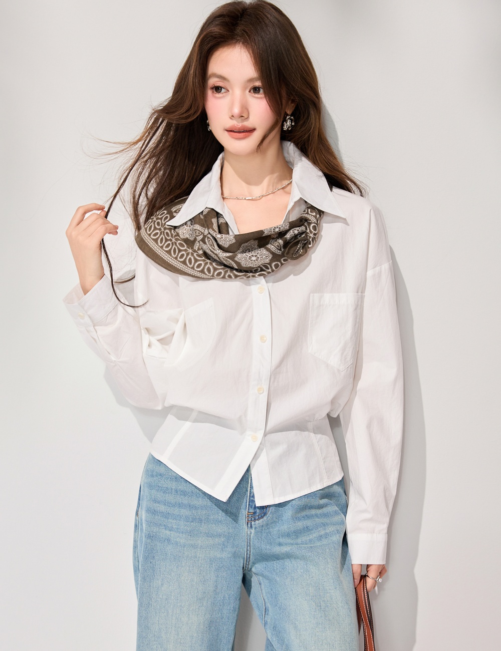 Lapel loose shirt all-match Casual scarves