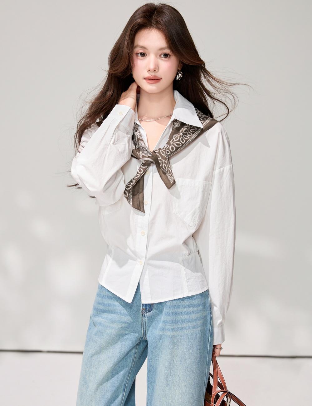 Lapel loose shirt all-match Casual scarves