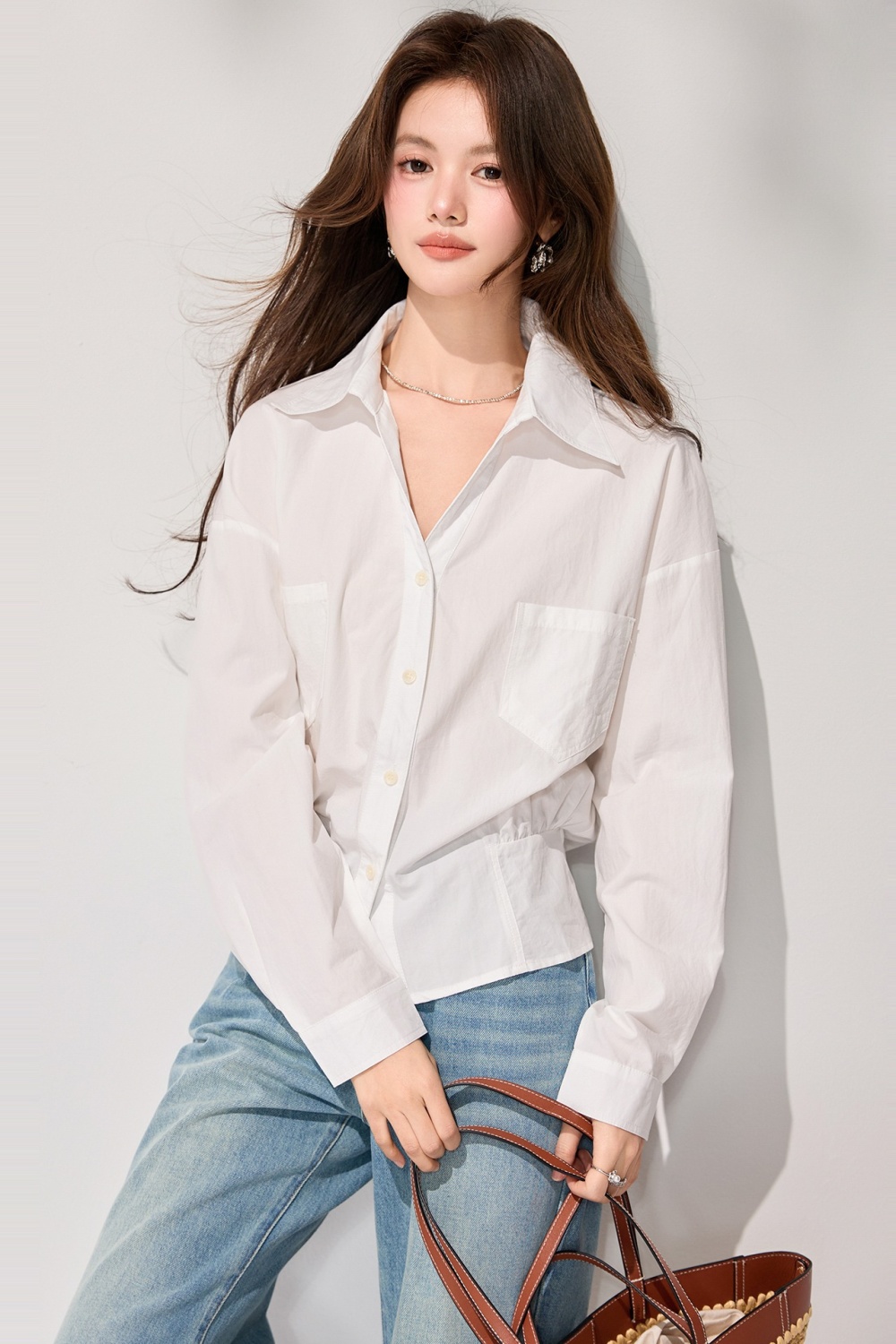 Lapel loose shirt all-match Casual scarves