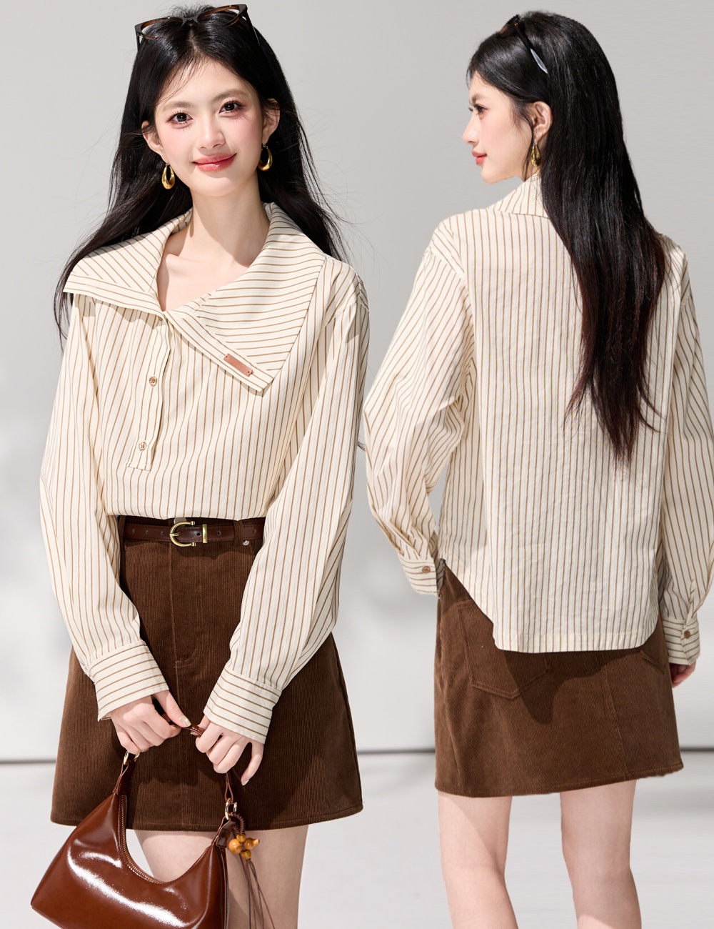 Niche spring lapel irregular shirt