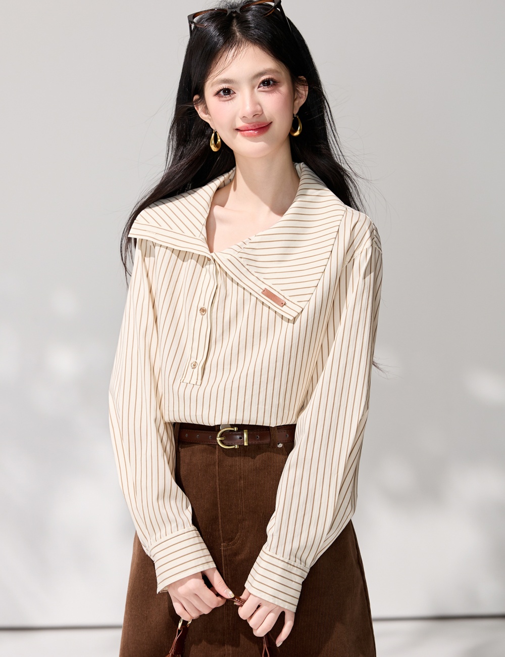 Niche spring lapel irregular shirt