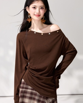 Pinched waist France style tops fold T-shirt