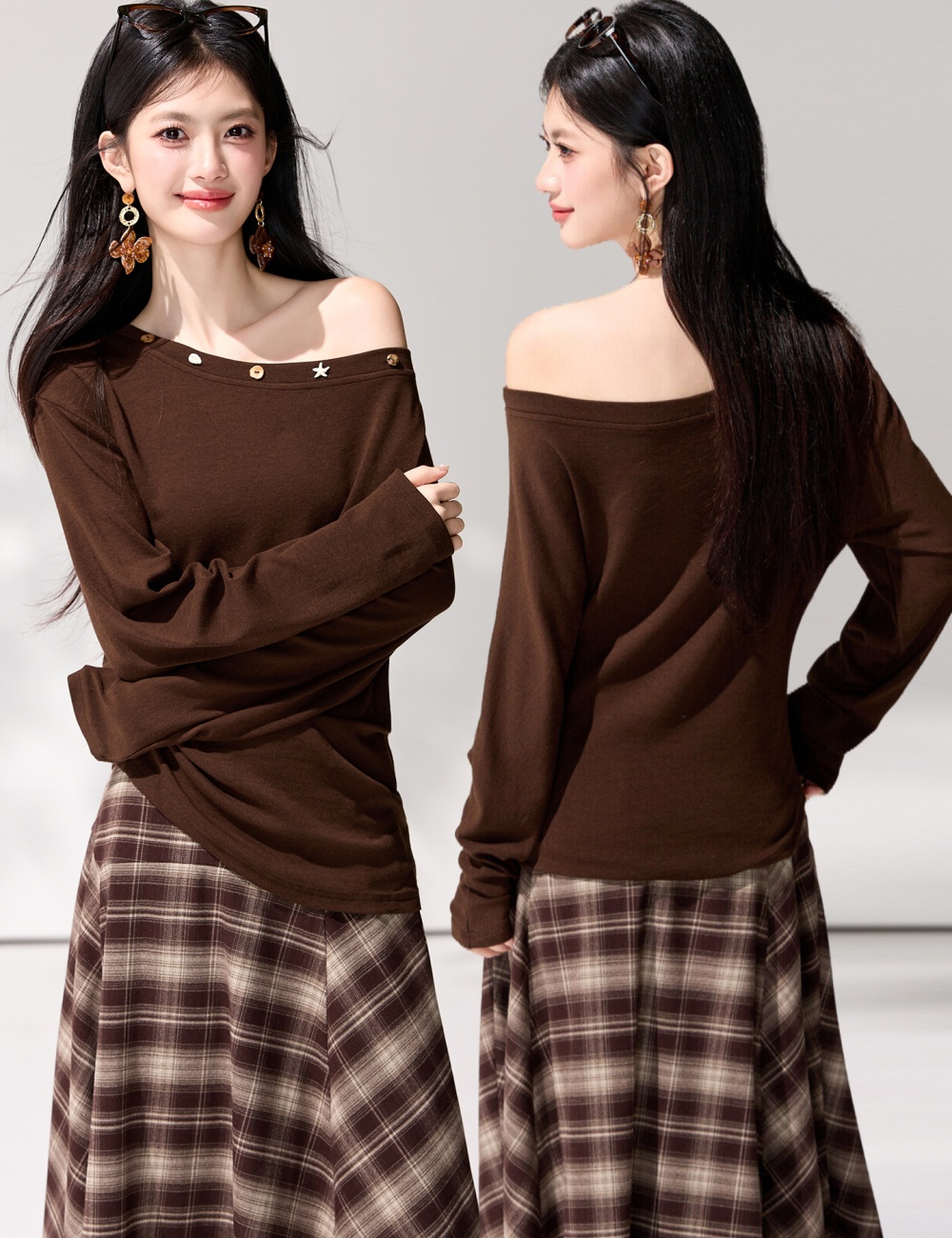 Pinched waist France style tops fold T-shirt