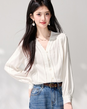 Lace long sleeve shirt spring tops for women