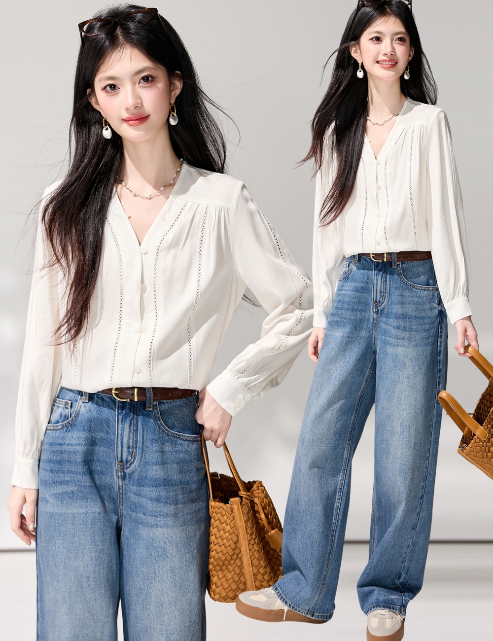 Lace long sleeve shirt spring tops for women