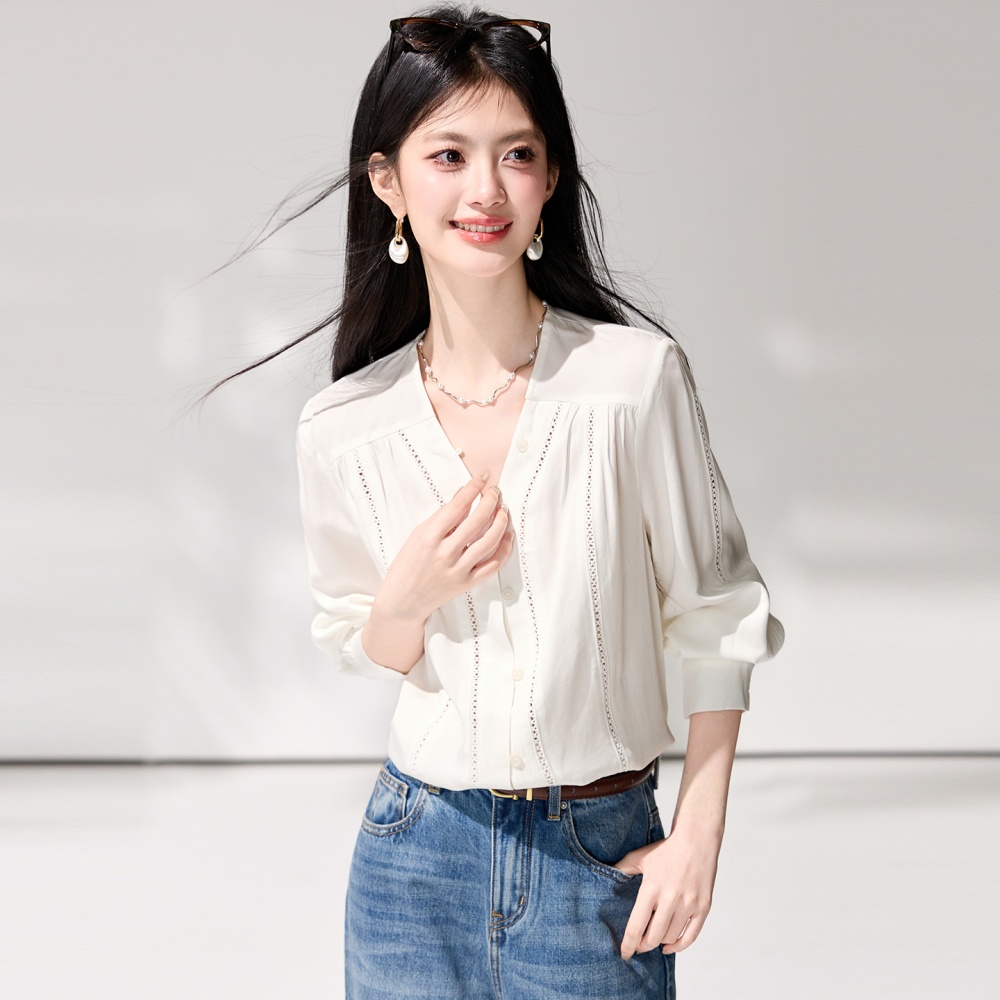 Lace long sleeve shirt spring tops for women