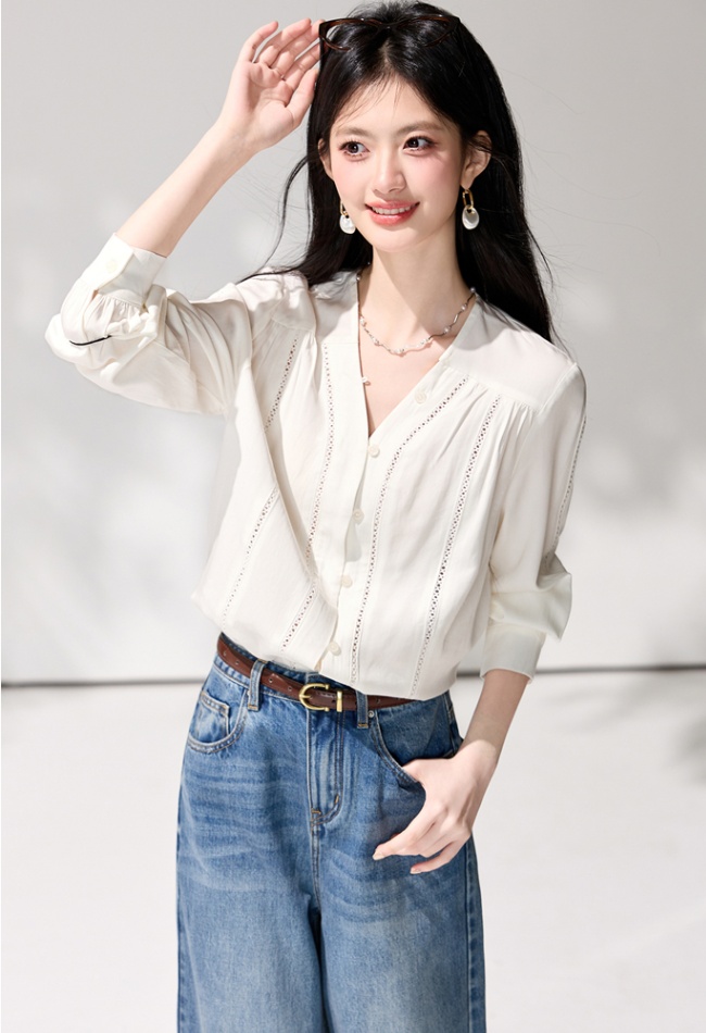 Lace long sleeve shirt spring tops for women