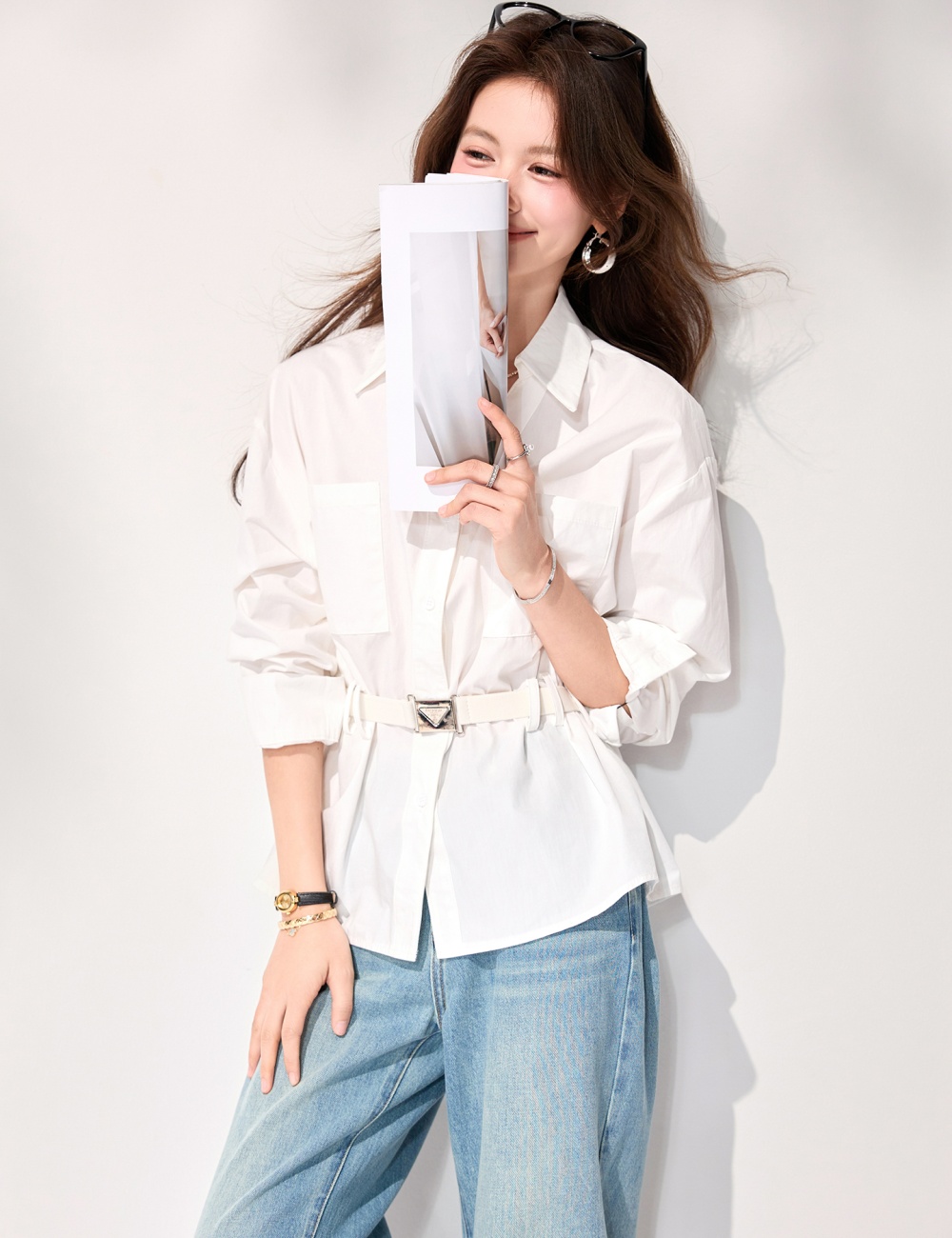 Spring long sleeve tops show young Korean style shirt