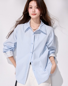 Simple blue spring coat Casual long sleeve shirt