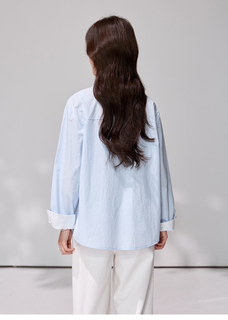 Simple blue spring coat Casual long sleeve shirt