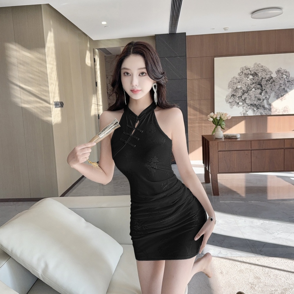 Low-cut bottoming short cheongsam lace strapless dress