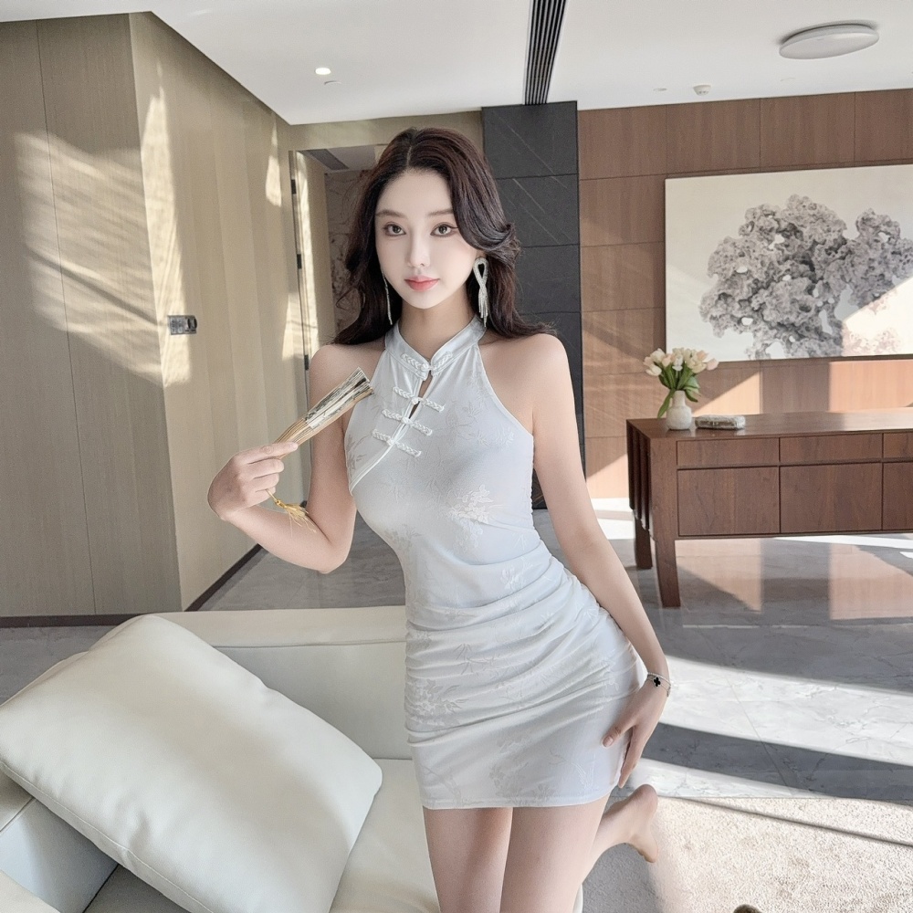 Low-cut bottoming short cheongsam lace strapless dress
