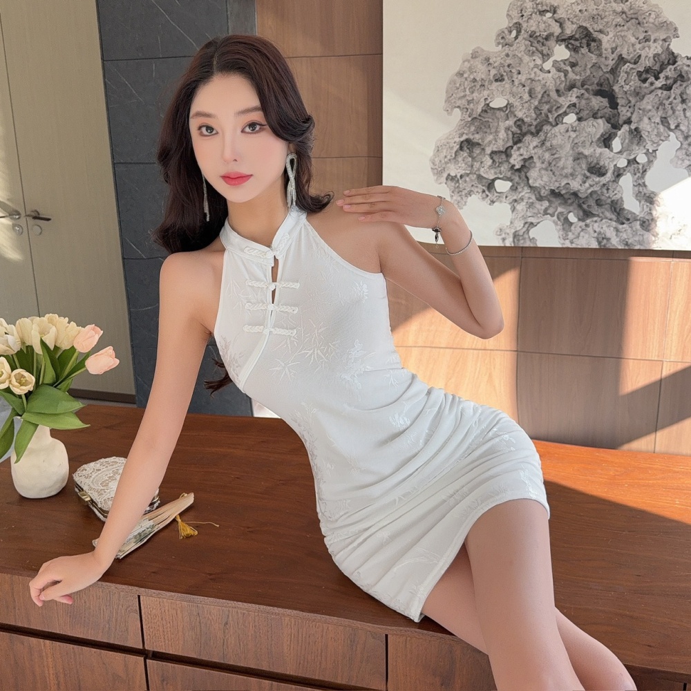 Low-cut bottoming short cheongsam lace strapless dress