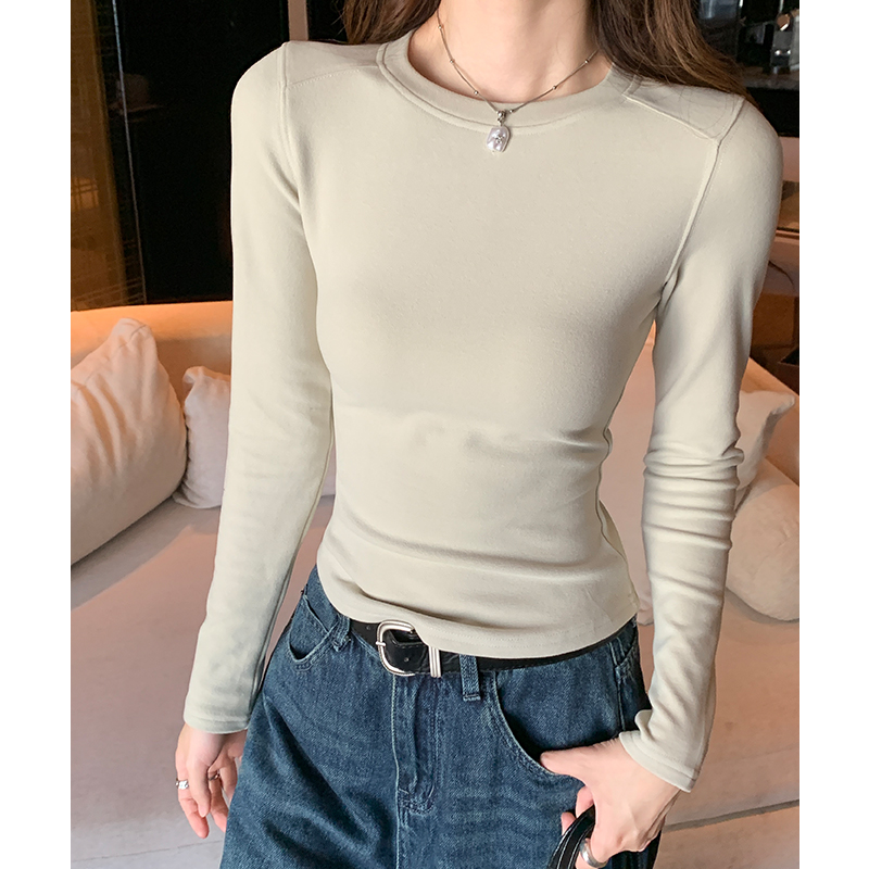 Spring T-shirt round neck bottoming shirt for women