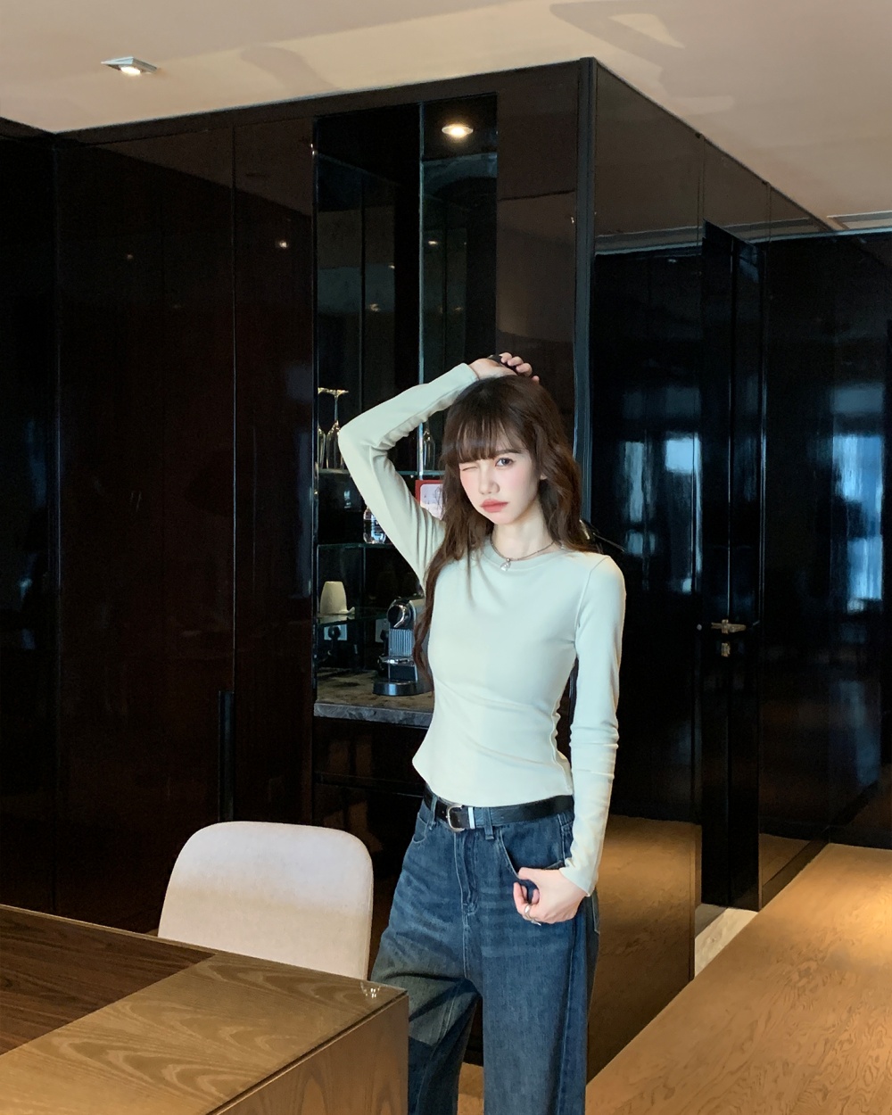 Spring T-shirt round neck bottoming shirt for women