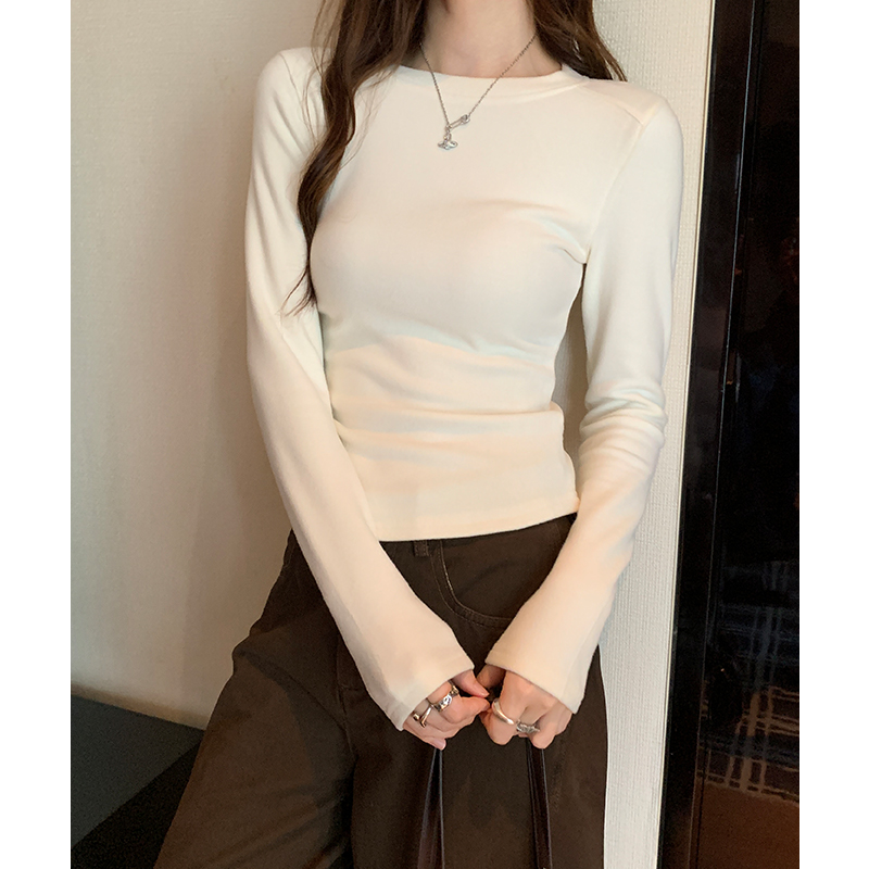 Spring T-shirt round neck bottoming shirt for women
