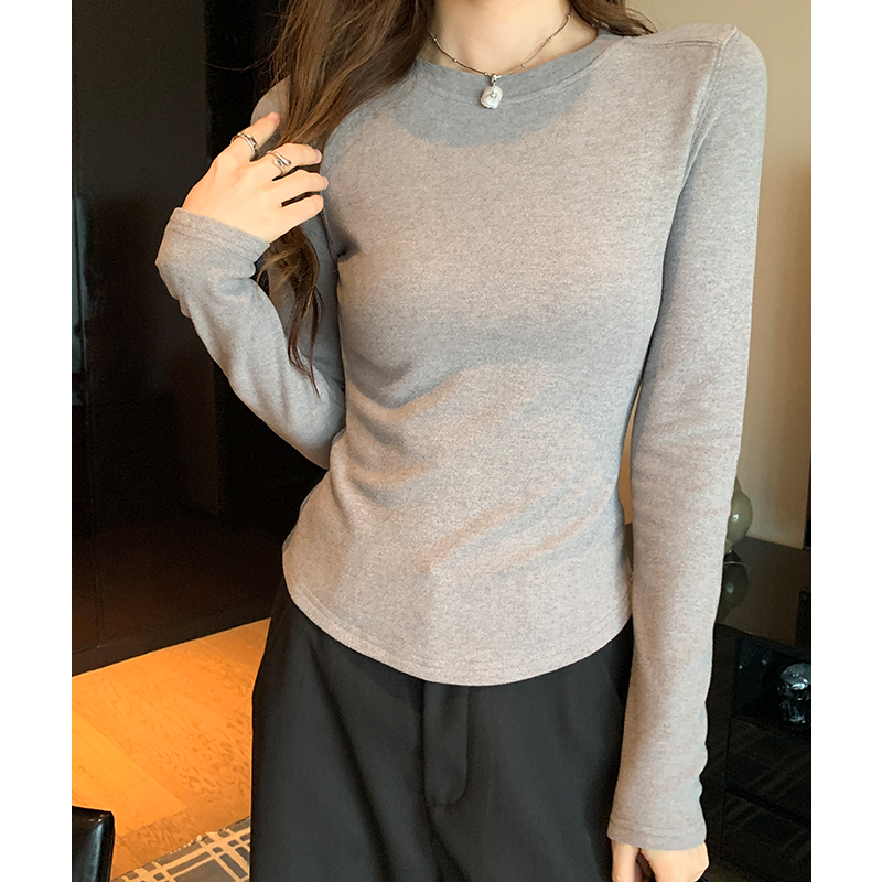 Spring T-shirt round neck bottoming shirt for women
