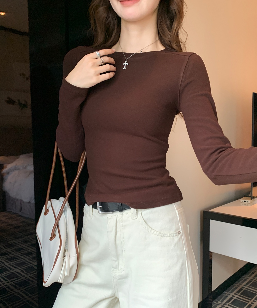 Spring T-shirt round neck bottoming shirt for women