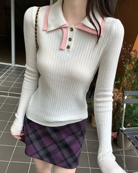 Spring long sleeve Korean style sweater simple slim tops