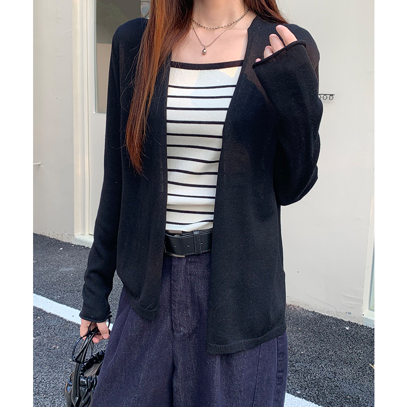 Sunscreen thin blue coat spring loose cardigan for women