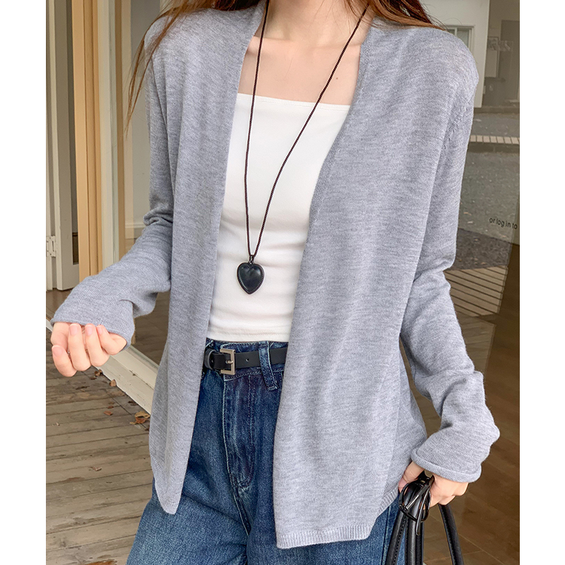 Sunscreen thin blue coat spring loose cardigan for women