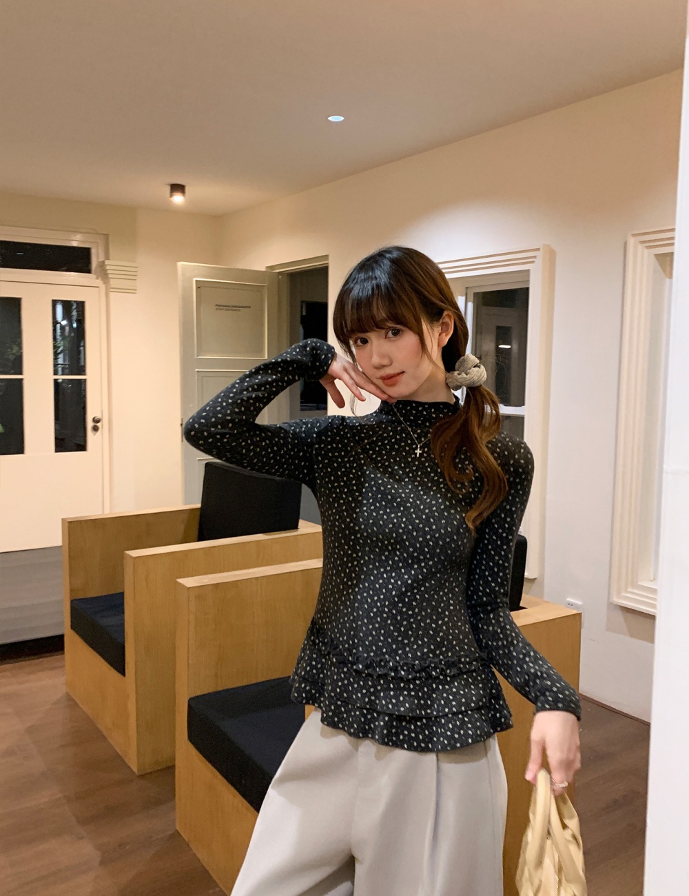 Half high collar bottoming shirt spring T-shirt for women