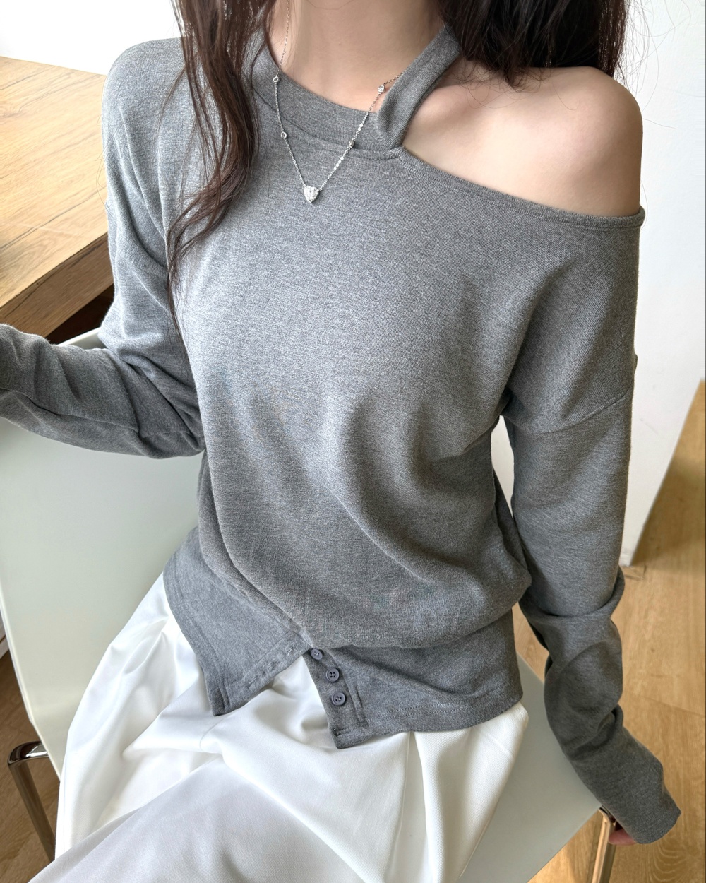 Halter sloping shoulder bottoming shirt strapless tops