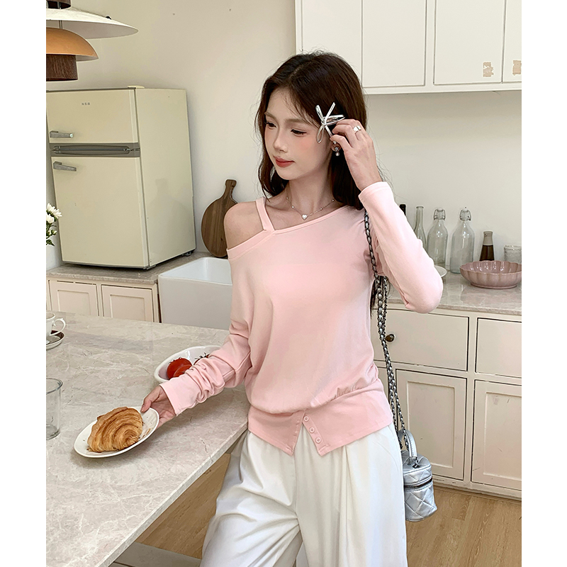 Halter sloping shoulder bottoming shirt strapless tops