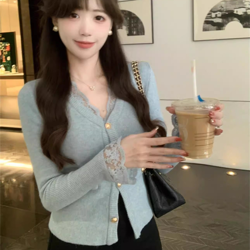 Stripe slim loose tops knitted chanelstyle cardigan