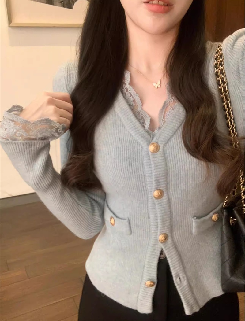 Stripe slim loose tops knitted chanelstyle cardigan