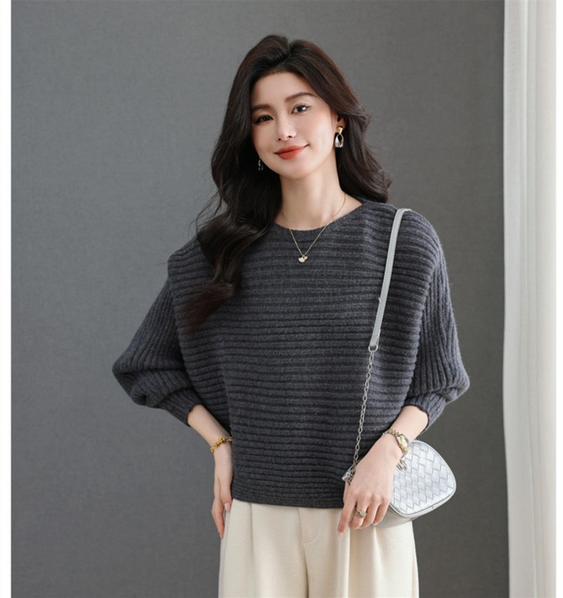 Long sleeve sweater sloping shoulder tops for women