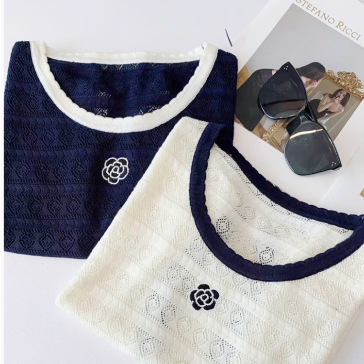 Short sleeve lace sweater thin hollow tops for women