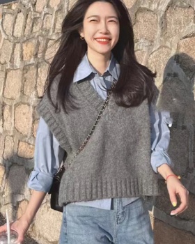 Knitted spring and autumn vest gray sleeveless waistcoat
