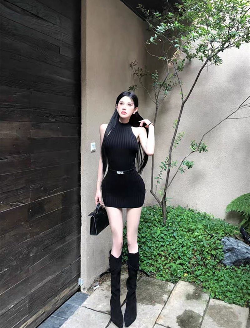 Sleeveless inside the ride dress autumn T-back for women