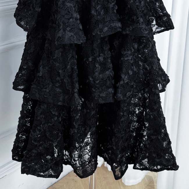 Cake colors thick and disorderly lace stereoscopic dress