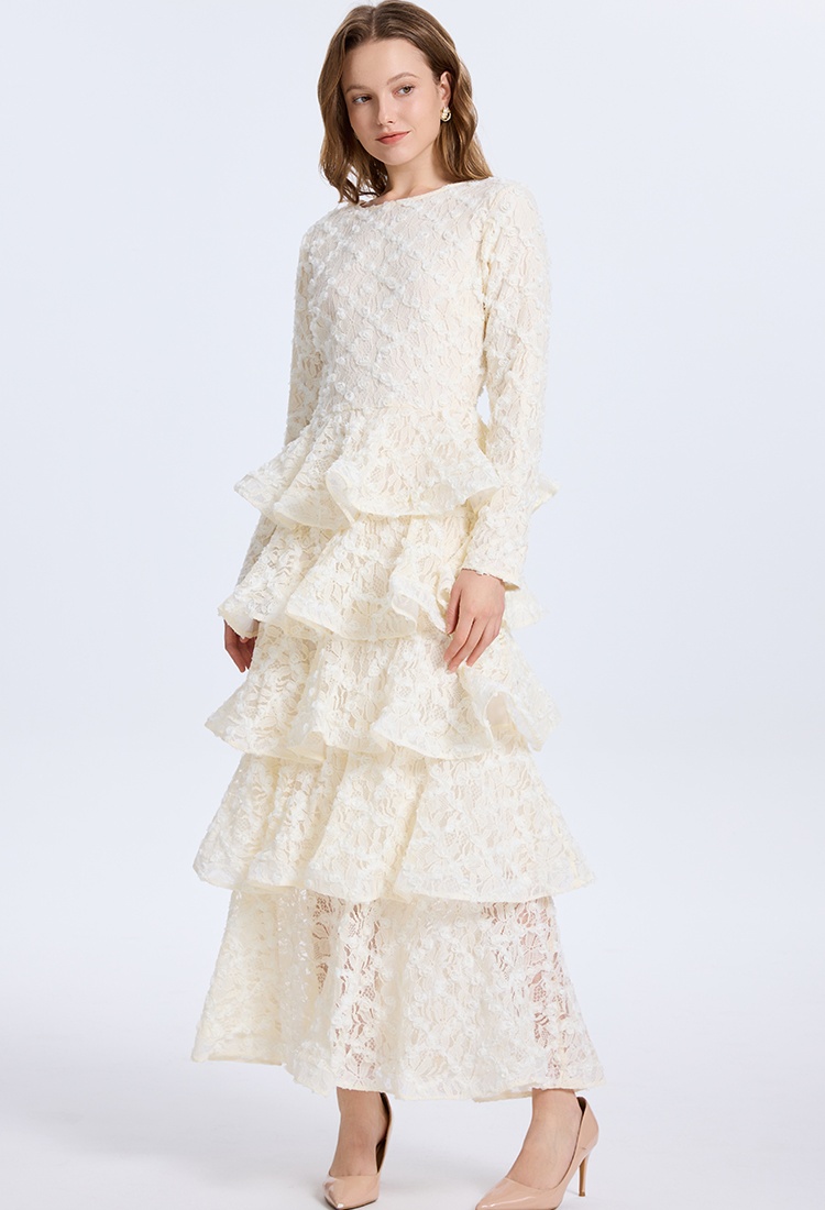 Cake colors thick and disorderly lace stereoscopic dress