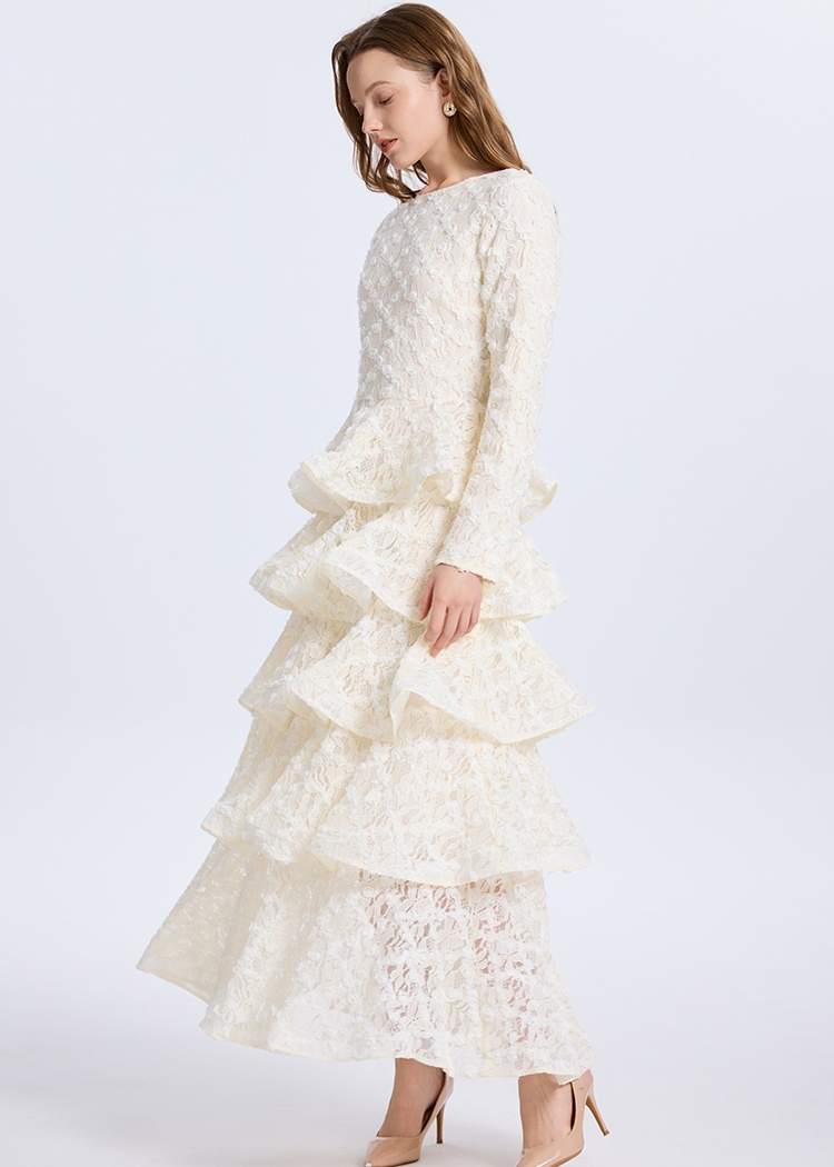 Cake colors thick and disorderly lace stereoscopic dress