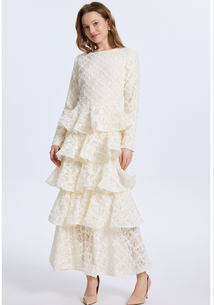 Cake colors thick and disorderly lace stereoscopic dress