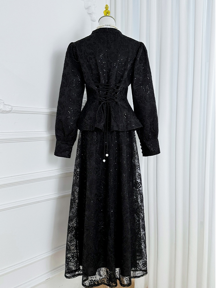 Simple multicolor skirt frenum sequins tops a set