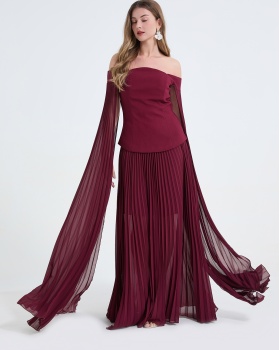 Elegant high waist tops temperament skirt 2pcs set