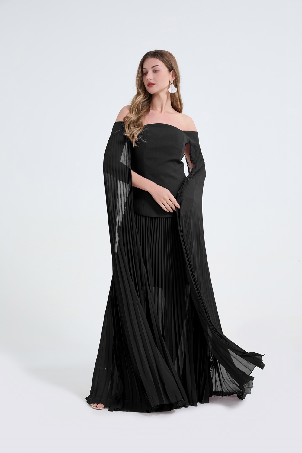 Elegant high waist tops temperament skirt 2pcs set