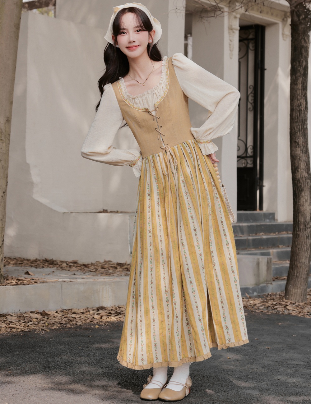 France style art retro travel splice dress