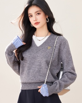 Bottoming long sleeve coat gray loose tops