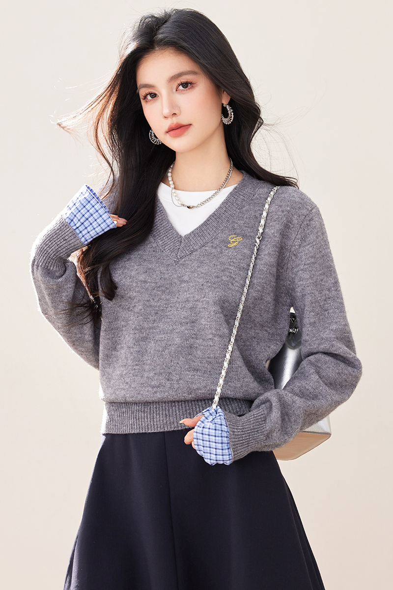 Bottoming long sleeve coat gray loose tops