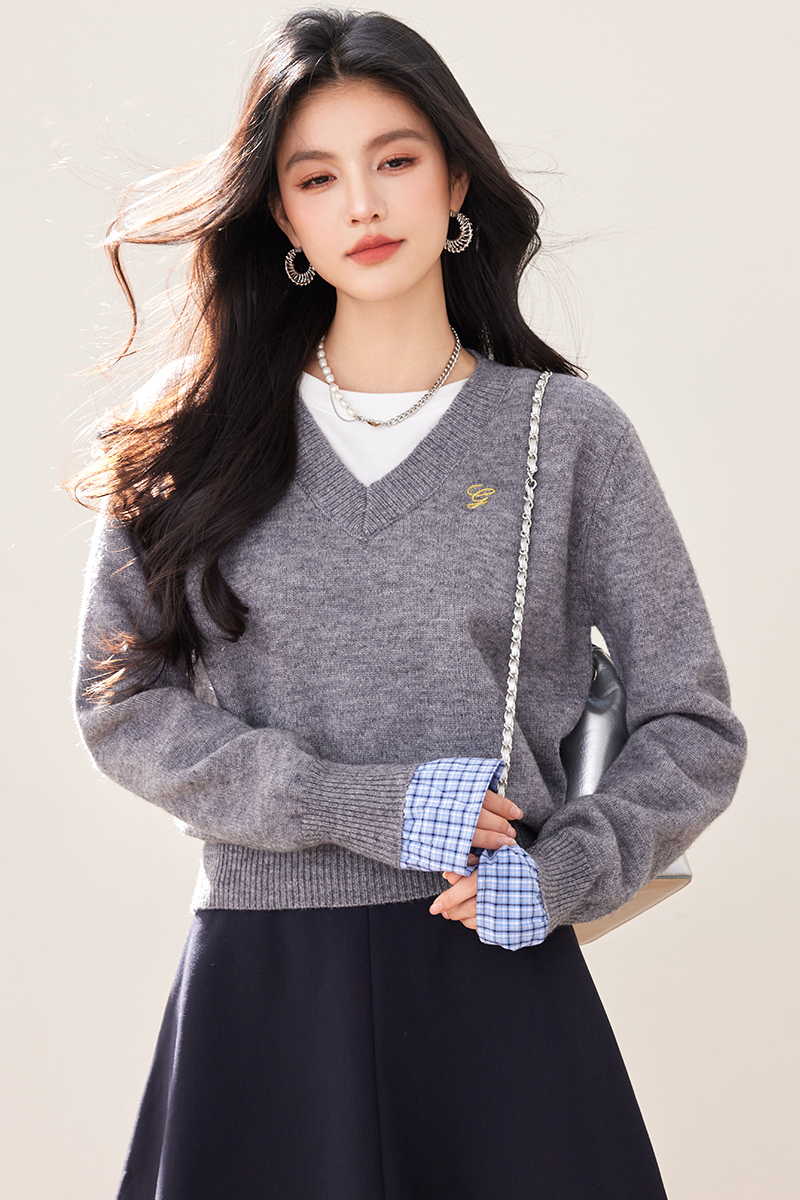Bottoming long sleeve coat gray loose tops