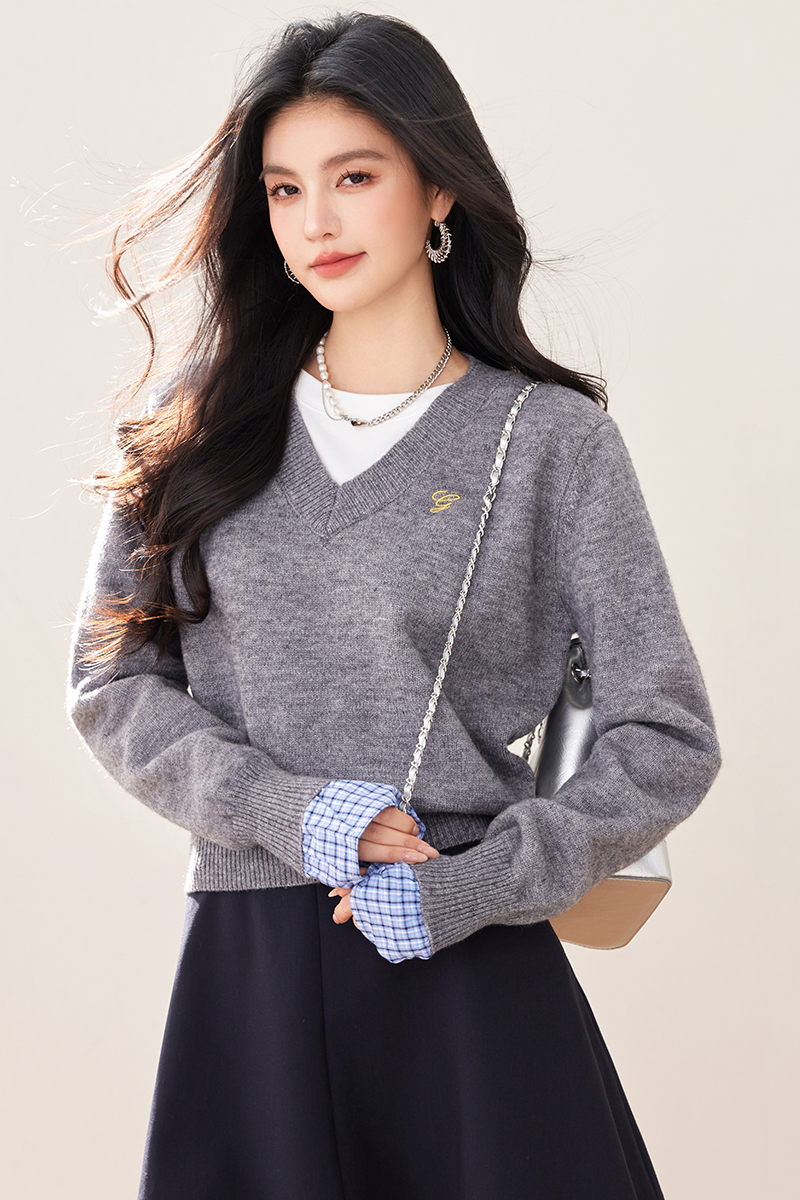 Bottoming long sleeve coat gray loose tops