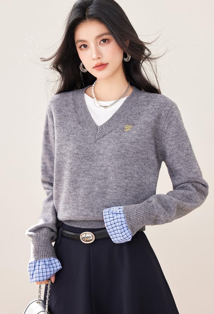 Bottoming long sleeve coat gray loose tops