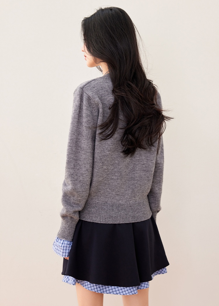 Bottoming long sleeve coat gray loose tops